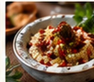 Colourful Turkish cuisine, presented with fresh herbs